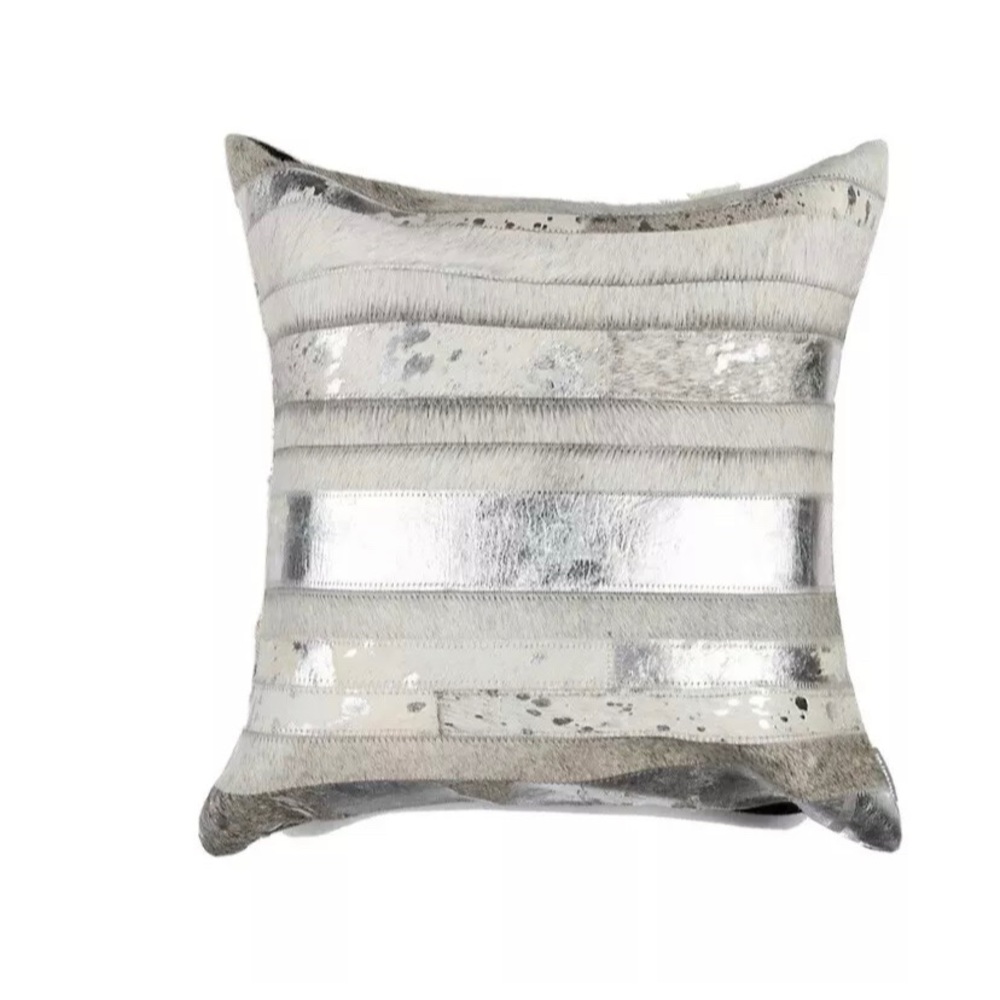Torino Patchwork Dyed Cow Hair Pillow Cover, 18x18